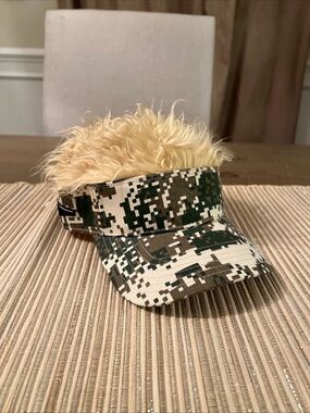 Digital Camo Hair-Top Visor in Tan and Green